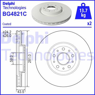 BG4821C DELPHI Тормозной диск