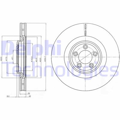 BG9071 DELPHI Тормозной диск