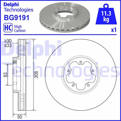 BG9191 DELPHI Тормозной диск