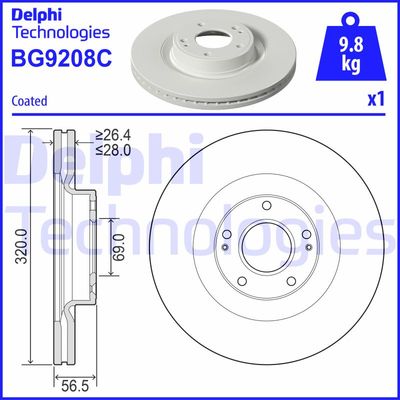 BG9208C DELPHI Тормозной диск