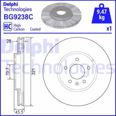 BG9238C DELPHI Тормозной диск