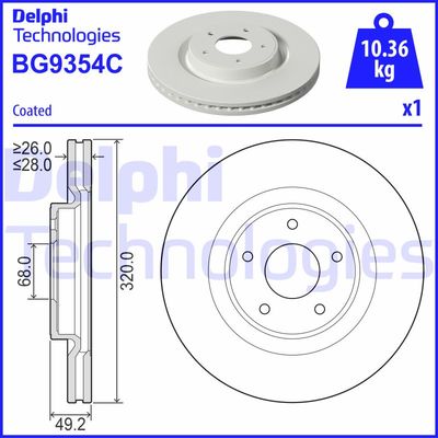 BG9354C DELPHI Тормозной диск