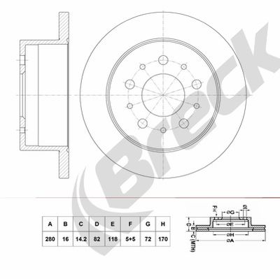 BR075SA100 BRECK Тормозной диск