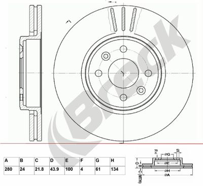 BR308VA100 BRECK Тормозной диск