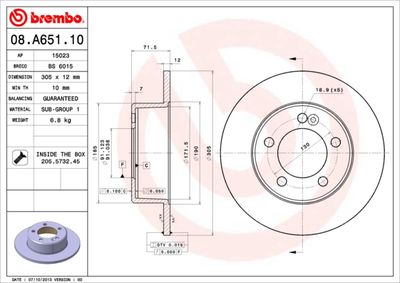 BS6015 BRECO Тормозной диск