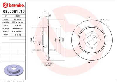 08C06110 BREMBO Тормозной диск