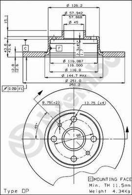 BS7158 BRECO Тормозной диск