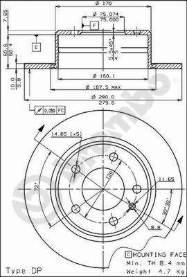 BS7221 BRECO Тормозной диск