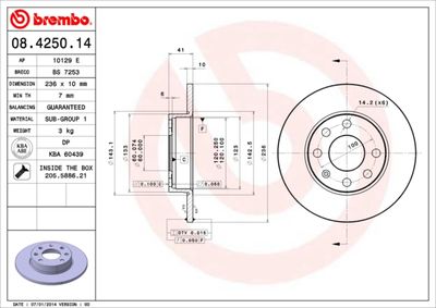 08425014 BREMBO Тормозной диск