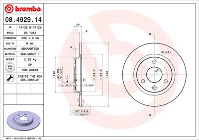 08492914 BREMBO Тормозной диск