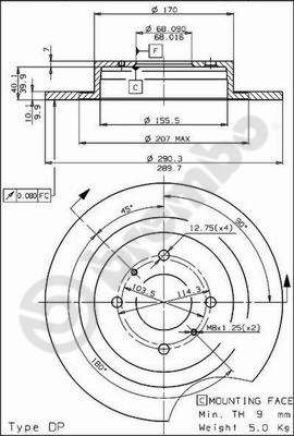 08529520 BREMBO Тормозной диск