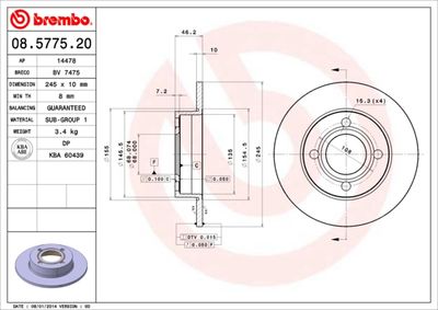 08577520 BREMBO Тормозной диск