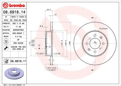 08691814 BREMBO Тормозной диск