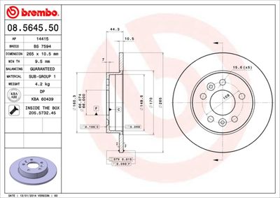 08564550 BREMBO Тормозной диск