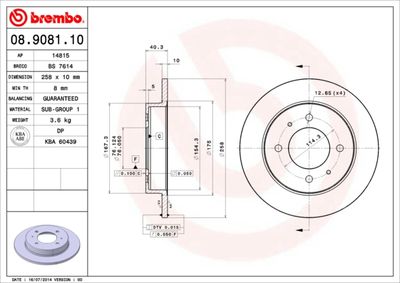 08908110 BREMBO Тормозной диск