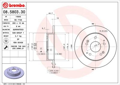 08580330 BREMBO Тормозной диск