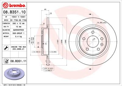 08B35111 BREMBO Тормозной диск