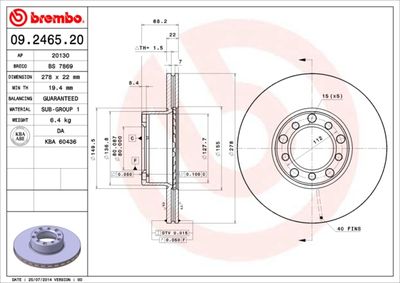 09246520 BREMBO Тормозной диск