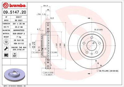 09514720 BREMBO Тормозной диск