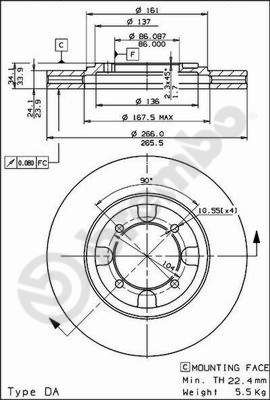 09553710 BREMBO Тормозной диск