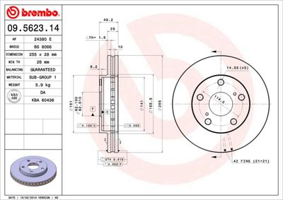 09562314 BREMBO Тормозной диск