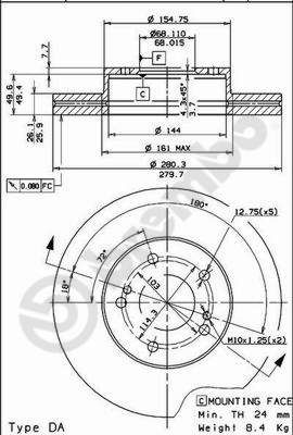 BS8093 BRECO Тормозной диск