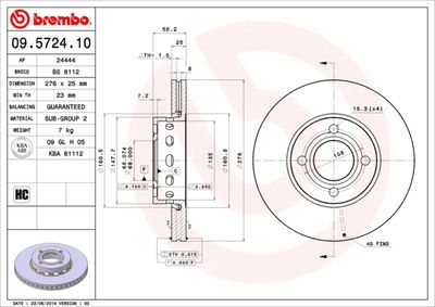 09572410 BREMBO Тормозной диск