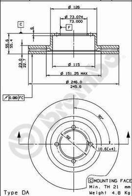 BS8118 BRECO Тормозной диск