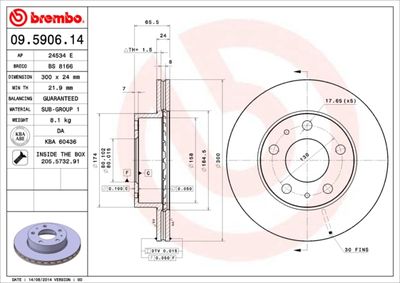 09590614 BREMBO Тормозной диск