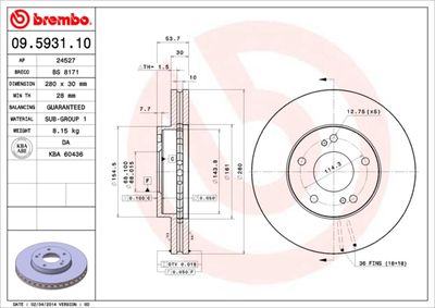 09593110 BREMBO Тормозной диск