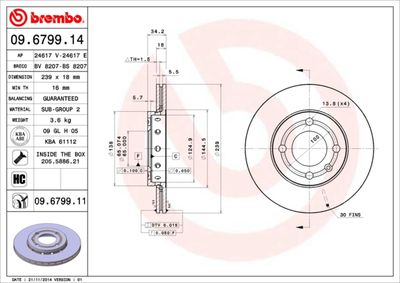 09679914 BREMBO Тормозной диск