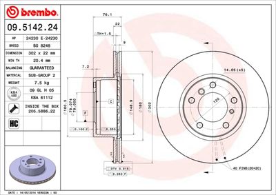 09514224 BREMBO Тормозной диск