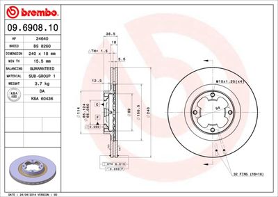 09690810 BREMBO Тормозной диск