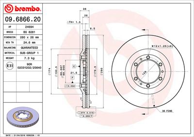 09686620 BREMBO Тормозной диск