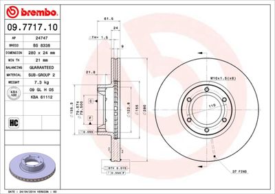 09771710 BREMBO Тормозной диск