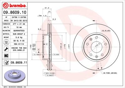 09860911 BREMBO Тормозной диск