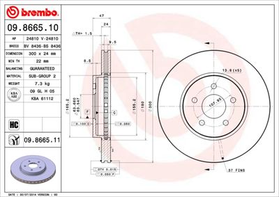 09866511 BREMBO Тормозной диск