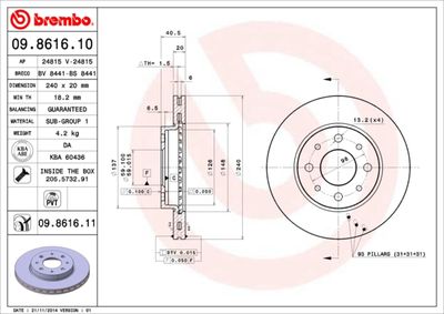 09861611 BREMBO Тормозной диск