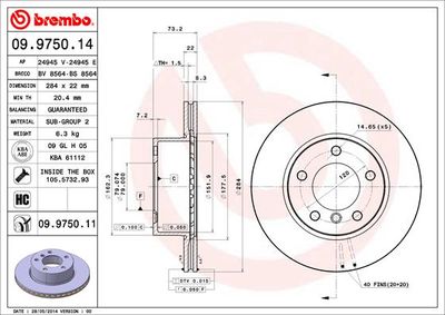 09975014 BREMBO Тормозной диск