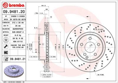 09948120 BREMBO Тормозной диск