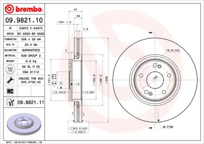 09982110 BREMBO Тормозной диск