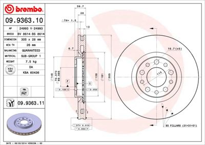 09936311 BREMBO Тормозной диск