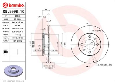 BS8644 BRECO Тормозной диск