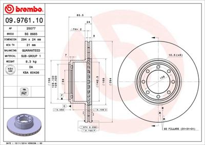 09976110 BREMBO Тормозной диск