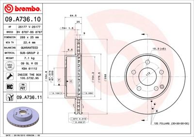 09A73610 BREMBO Тормозной диск