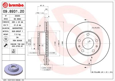 09893120 BREMBO Тормозной диск