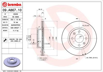 09A86710 BREMBO Тормозной диск