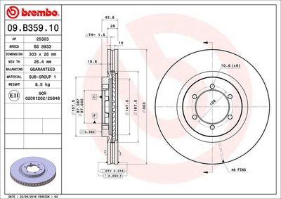 09B35910 BREMBO Тормозной диск