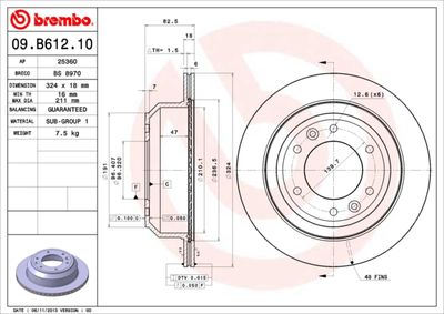 09B61210 BREMBO Тормозной диск