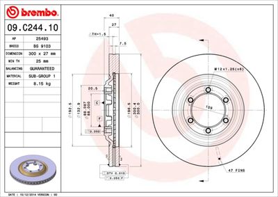 BS9103 BRECO Тормозной диск